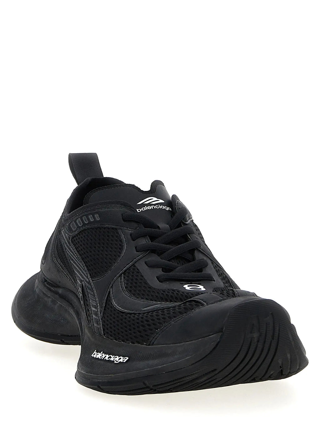 Baskets balenciaga noires en polyester avec empeigne en mesh et synthétique, semelle épaisse et branding subtil