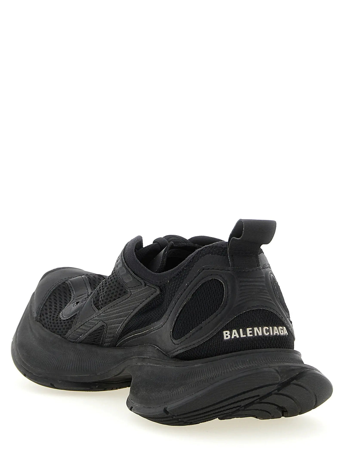 Baskets balenciaga noires en polyester avec empeigne en mesh et overlays synthétiques et semelle en caoutchouc épaisse