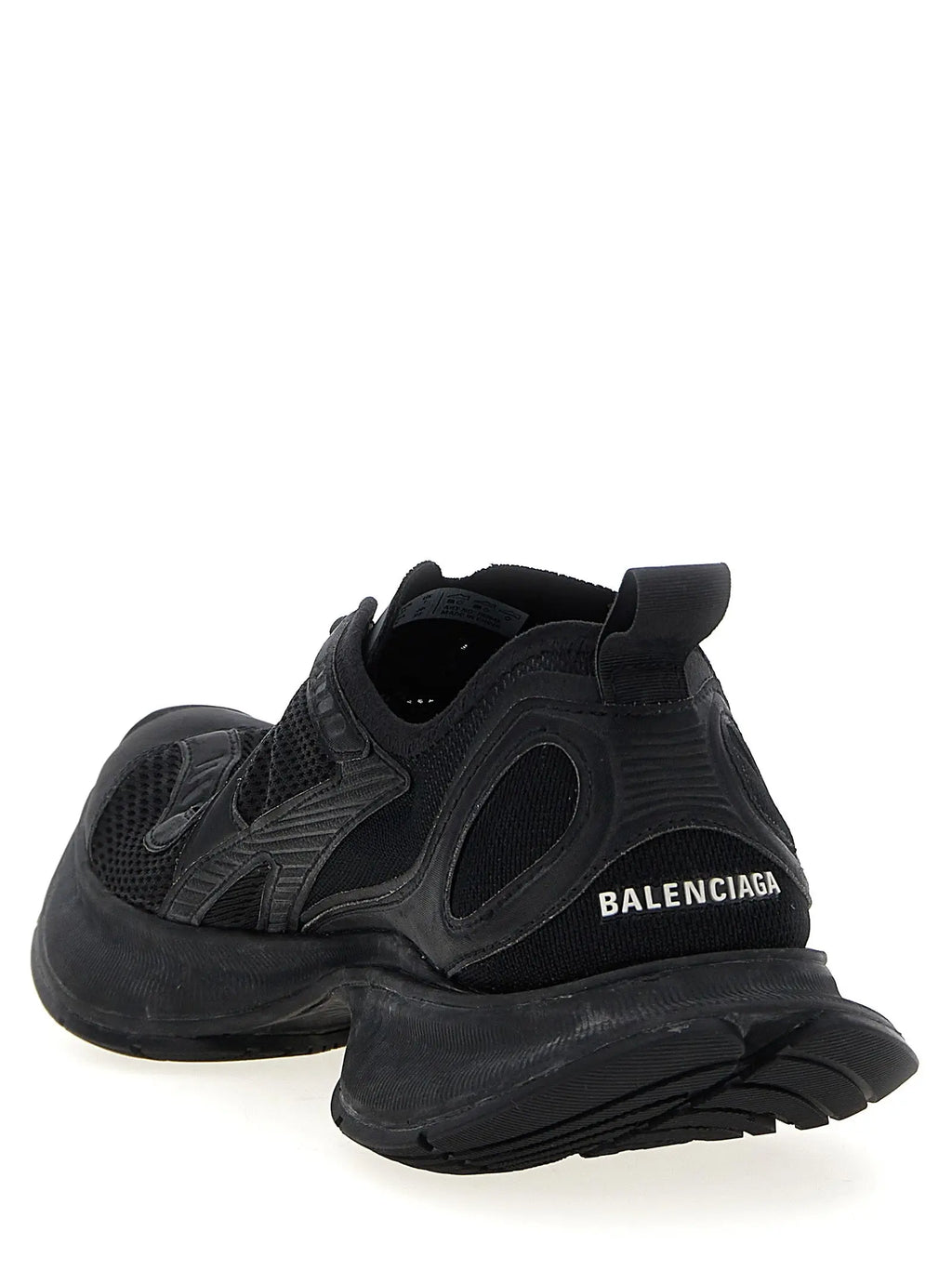 Baskets balenciaga noires en polyester avec empeignes en mesh et semelles en caoutchouc chunky pour sport