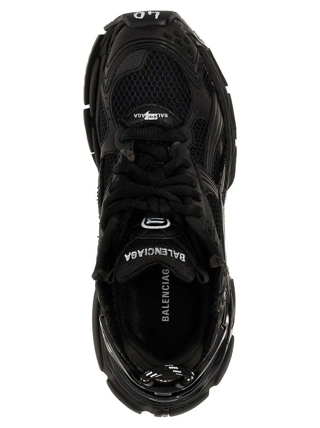 Baskets athlétiques balenciaga noires en polyester avec design chunky superposé et empeigne en mesh