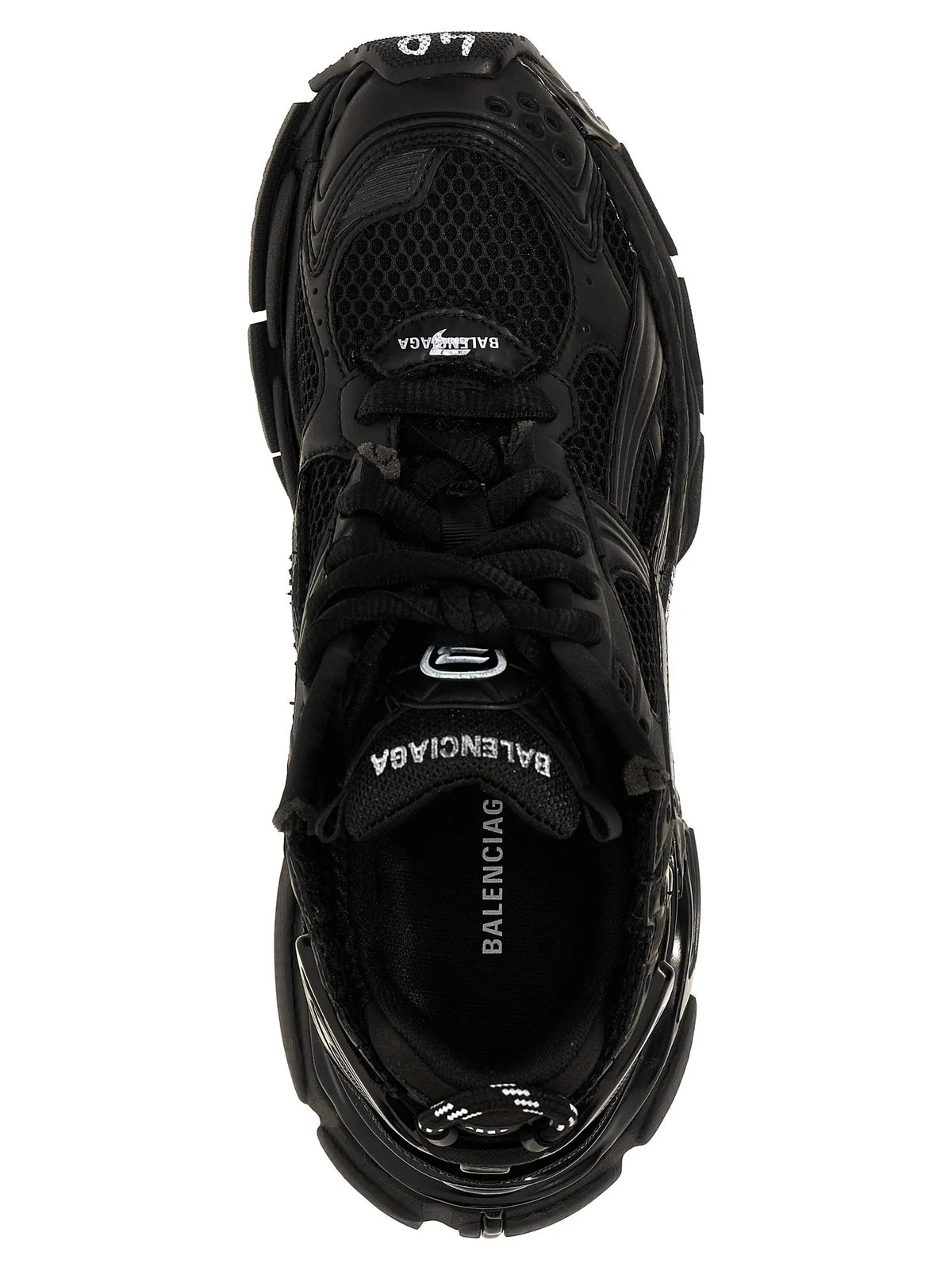 Baskets athlétiques balenciaga noires en polyester avec design chunky superposé et empeigne en mesh