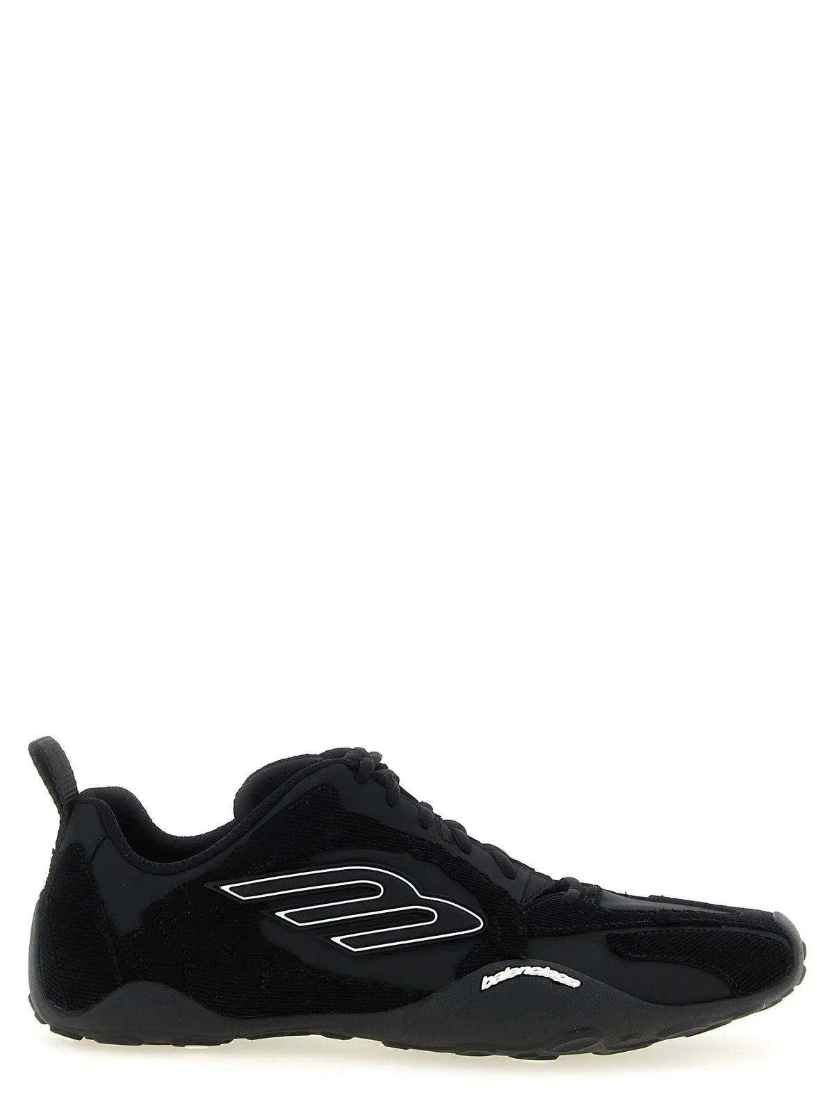 Baskets de sport balenciaga noires en polyester avec finition brillante et accents logo blancs
