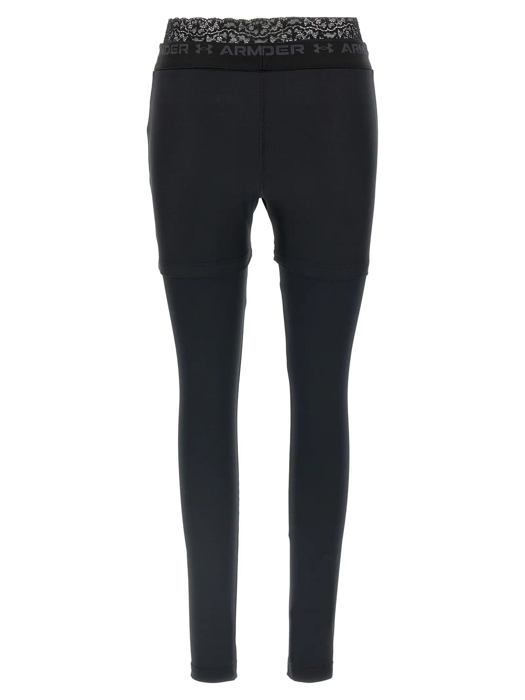 Legging balenciaga noir en polyester avec taille à motif et logo under armour visible