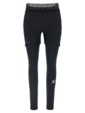 Legging balenciaga noir en polyester avec taille en dentelle et logos discrets under armour