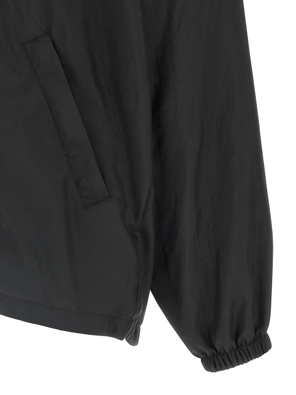 Veste balenciaga noire en polyester avec poignets élastiques et poche oblique en nylon