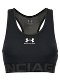 Soutien-gorge de sport balenciaga noir en polyester avec logo blanc under armour et lettrage gris sur la bande