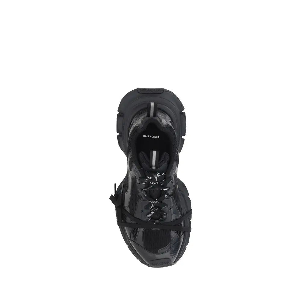 Baskets athlétiques balenciaga noires en polyéthylène avec tige en mesh et semelle chunky en caoutchouc brillant