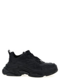 Balenciaga black polyethylene athletic sneakers with black triple s chunky layered sole and textured upper