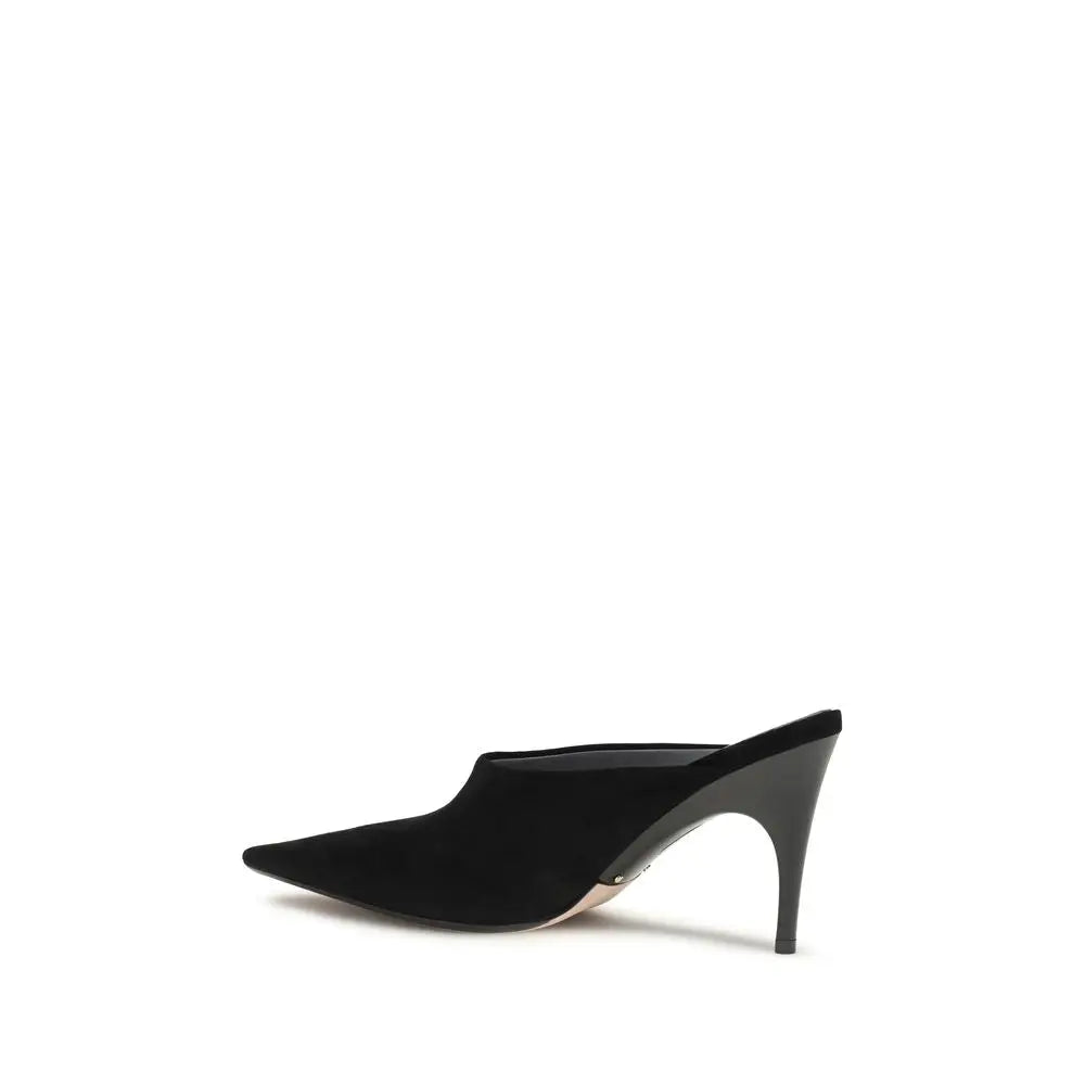 Balenciaga mules en cuir suède noir avec bout pointu élégant et talon aiguille fin et haut
