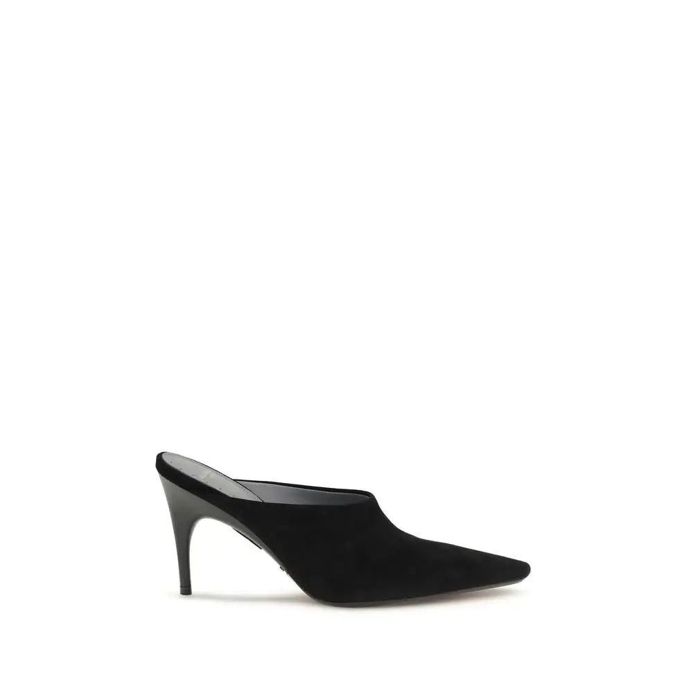 Balenciaga mules en cuir daim noir avec bout pointu élégant et talon stiletto fin