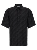 Chemise balenciaga noire en viscose à manches courtes avec imprimé logo diagonal répétitif
