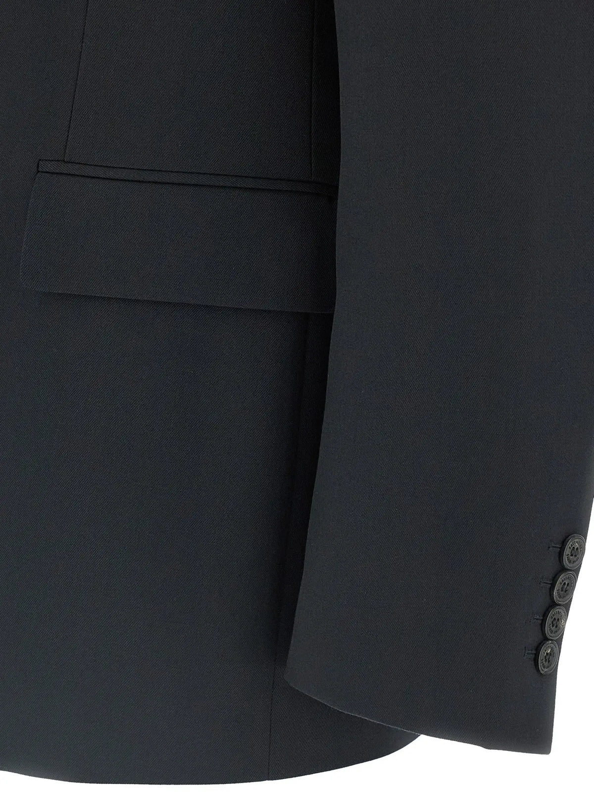 Blazer balenciaga noir en laine avec design structuré et poignets boutonnés assortis