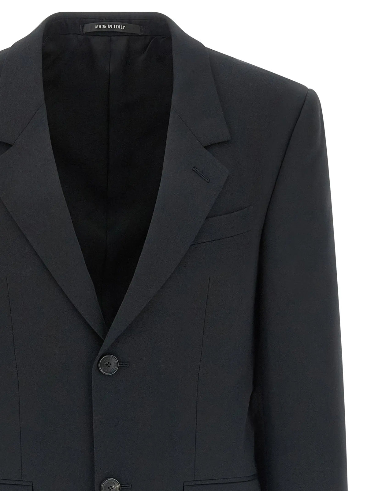 Blazer en laine noir balenciaga avec design structuré et légère brillance élégante