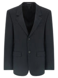 Blazer noir en laine balenciaga avec design minimaliste et léger éclat pour un style élégant et épuré