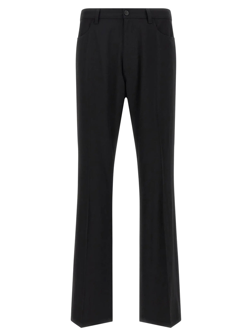 Pantalon habillé en laine noir balenciaga avec coupe droite élégante et plis subtils à l’avant