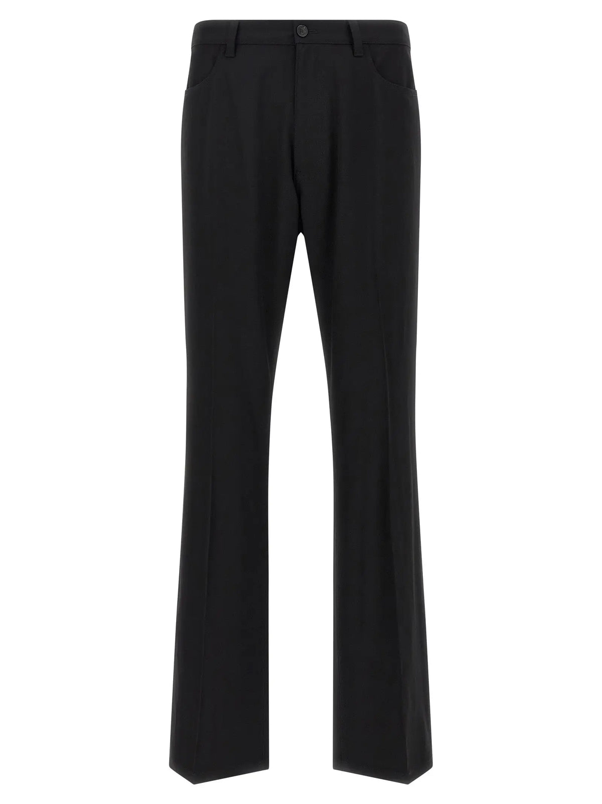 Pantalon habillé en laine noir balenciaga avec coupe droite élégante et plis subtils à l’avant
