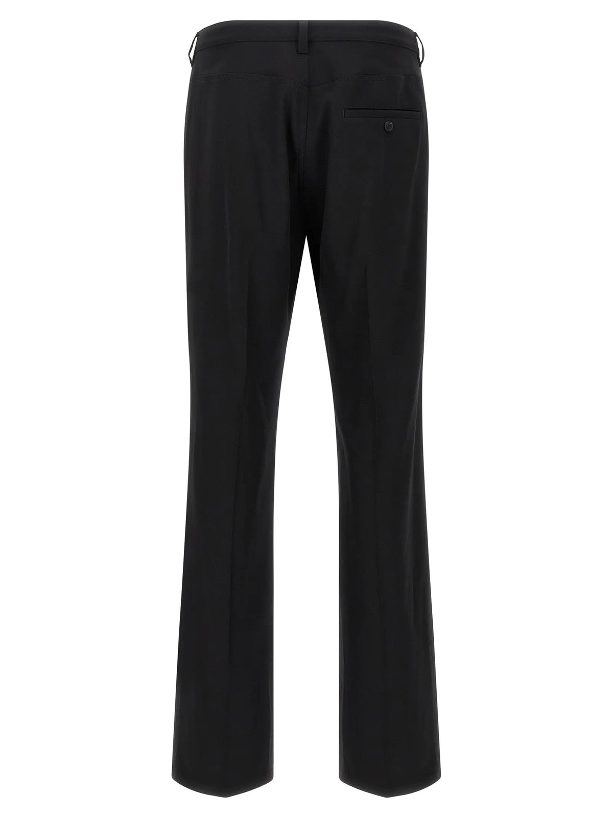 Pantalon habillé en laine noir balenciaga vue arrière avec coupe droite et plis subtils au dos
