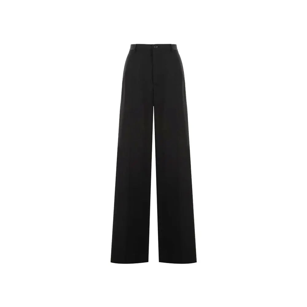 Pantalon flare en laine noir balenciaga taille haute coupe large au design minimaliste élégant