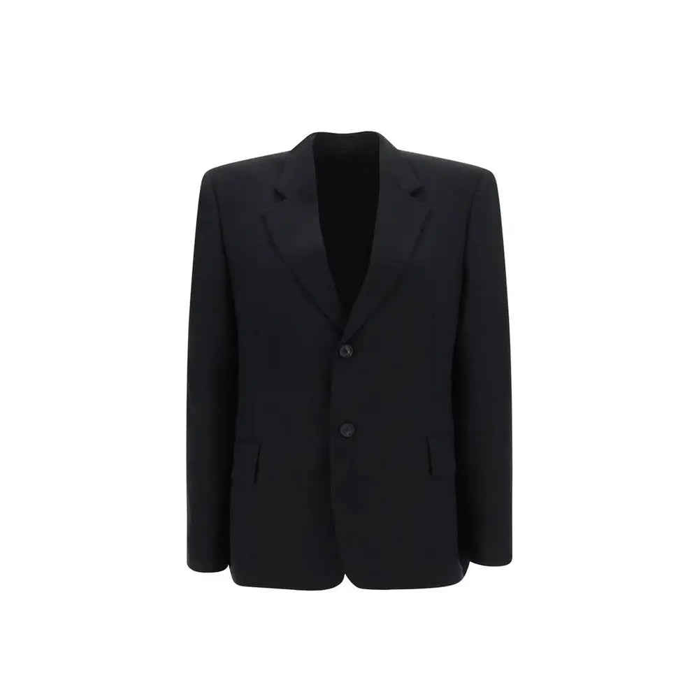 Blazer noir tailored balenciaga en laine avec fermeture à deux boutons et revers crantés classique