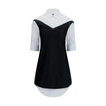 Robe chemise noire et blanche en laine avec col et manches trois-quarts balenciaga pour un style casual