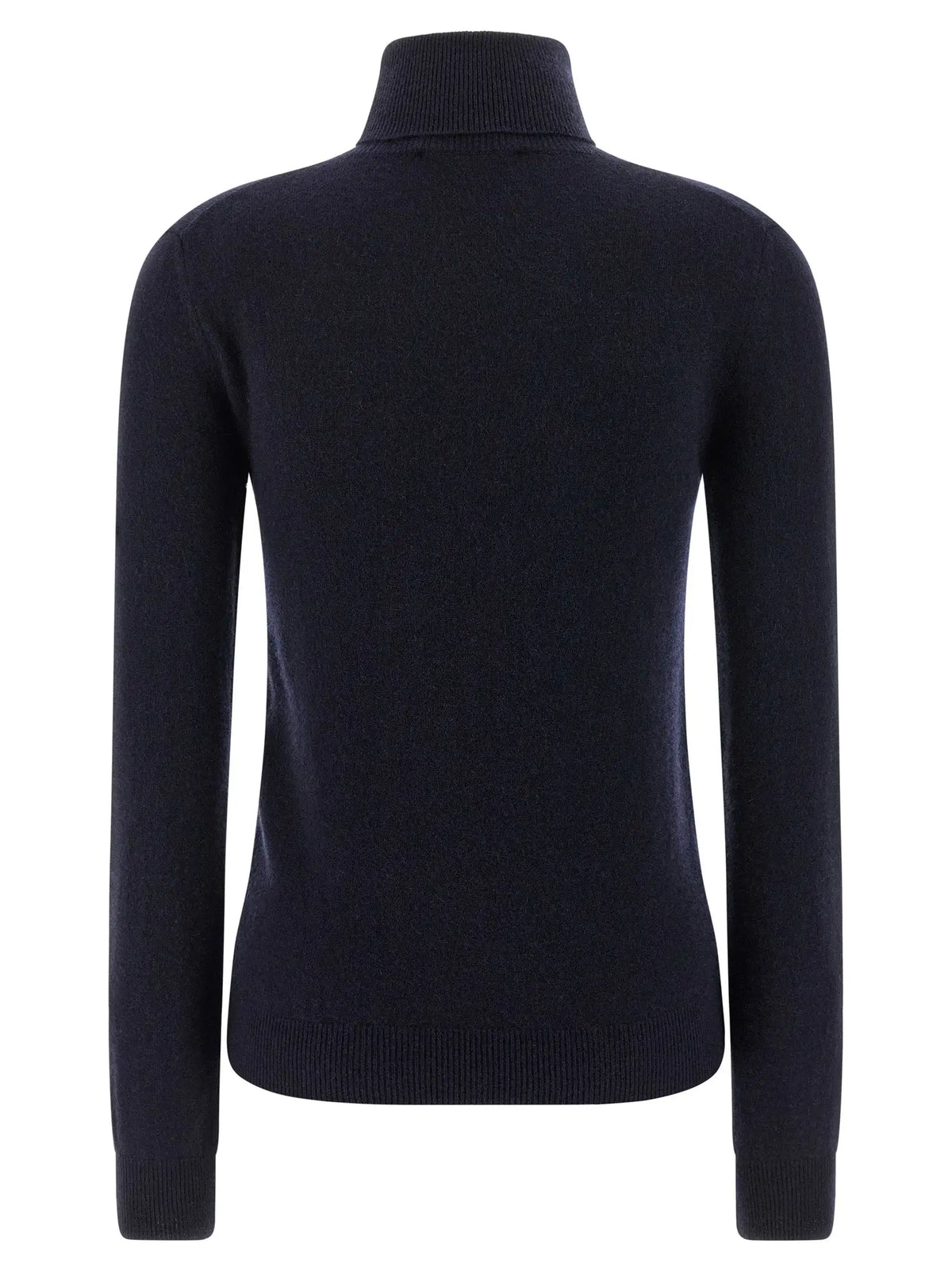 Balenciaga blue cashmere cardigan bleu marine à col roulé en maille côtelée ajustée en cachemire