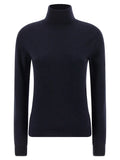 Balenciaga cardigan en cachemire bleu avec col roulé côtelé ajusté en marine élégant