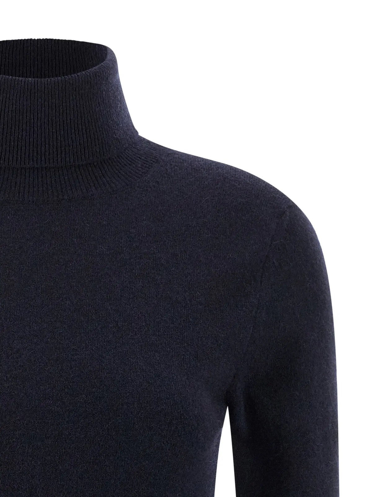 Cardigan bleu balenciaga en cachemire avec col roulé finement tricoté et texture lisse