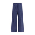 Pantalon large bleu marine balenciaga en coton avec bandes blanches latérales et taille élastique athlétique