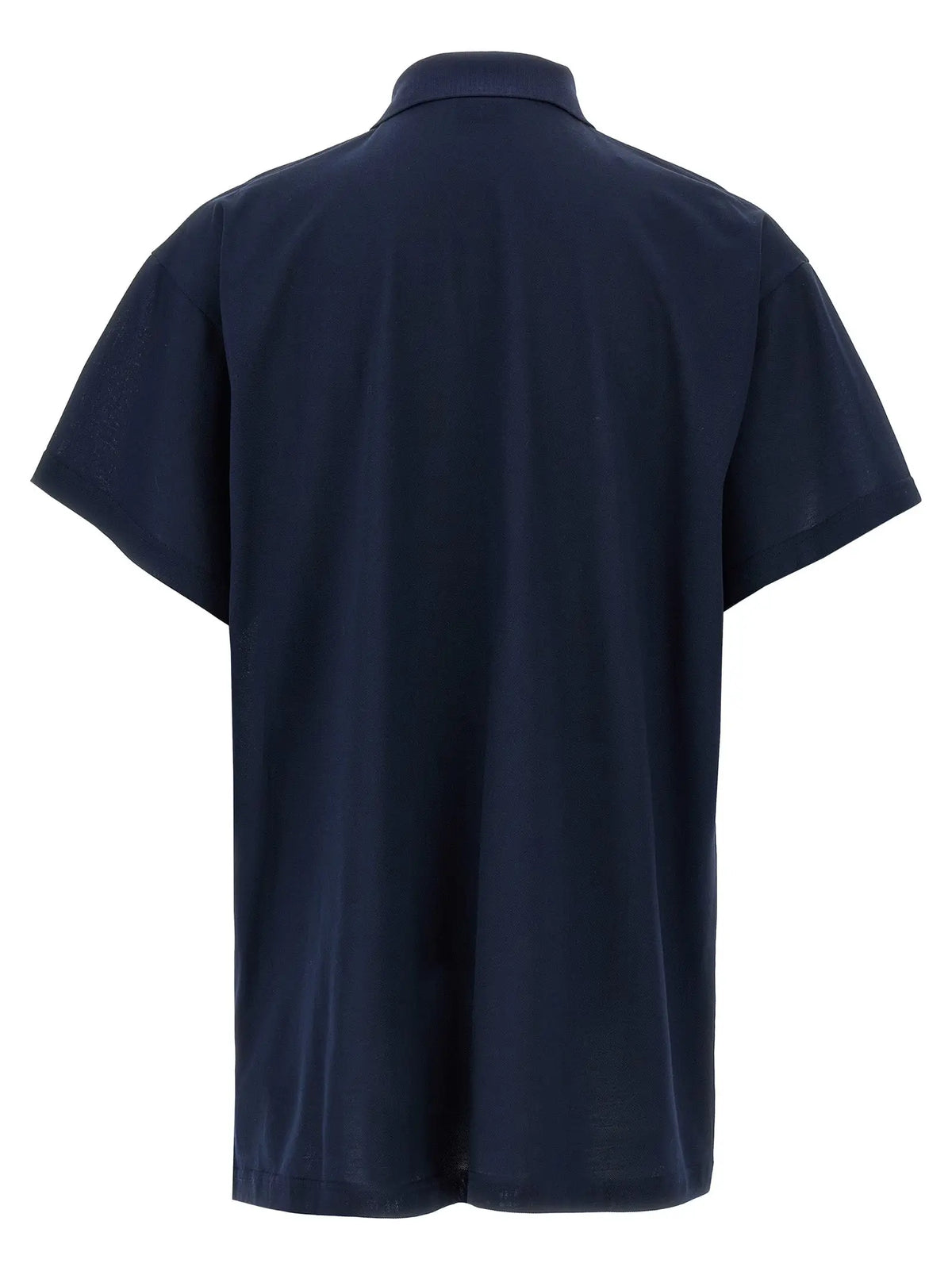 Chemise balenciaga bleu marine en coton à manches courtes avec boutons style polo