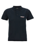 Polo balenciaga bleu en coton avec texture subtile et logo brodé sur la poitrine gauche