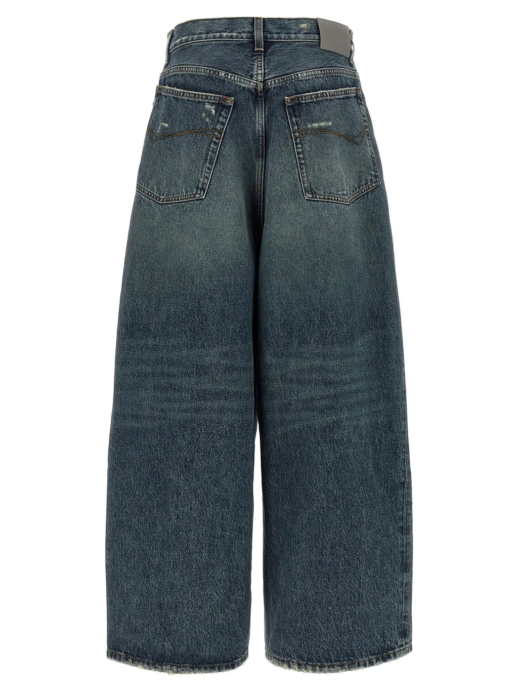 Jean balenciaga bleu en coton coupe relaxed avec jambes larges en denim foncé légèrement délavé view arrière