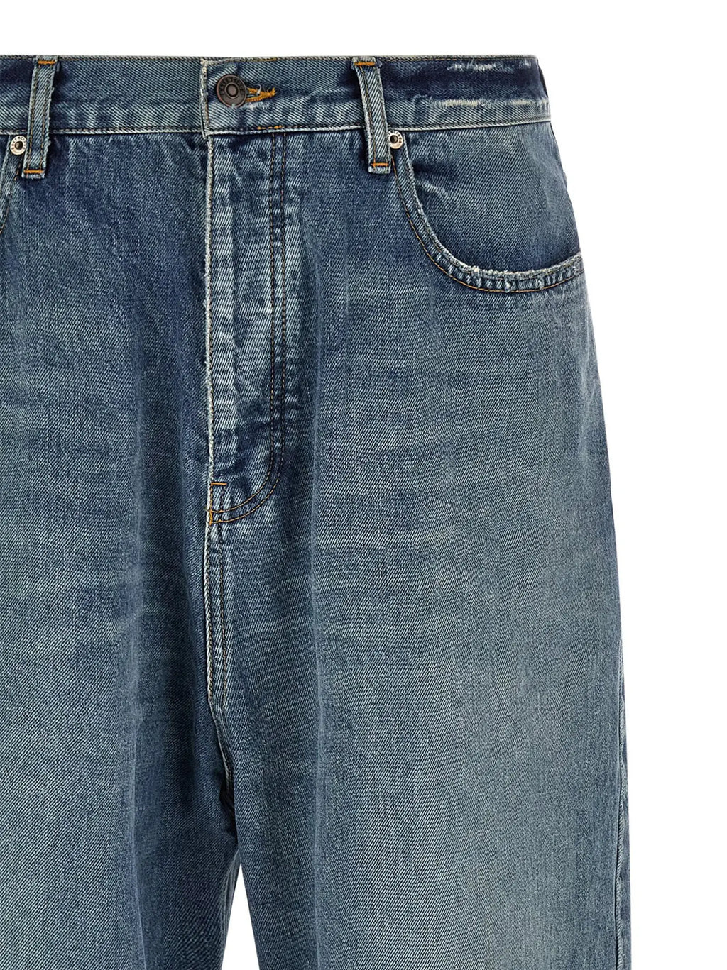 Jean balenciaga bleu en coton coupe décontractée lavage moyen avec cinq poches classique