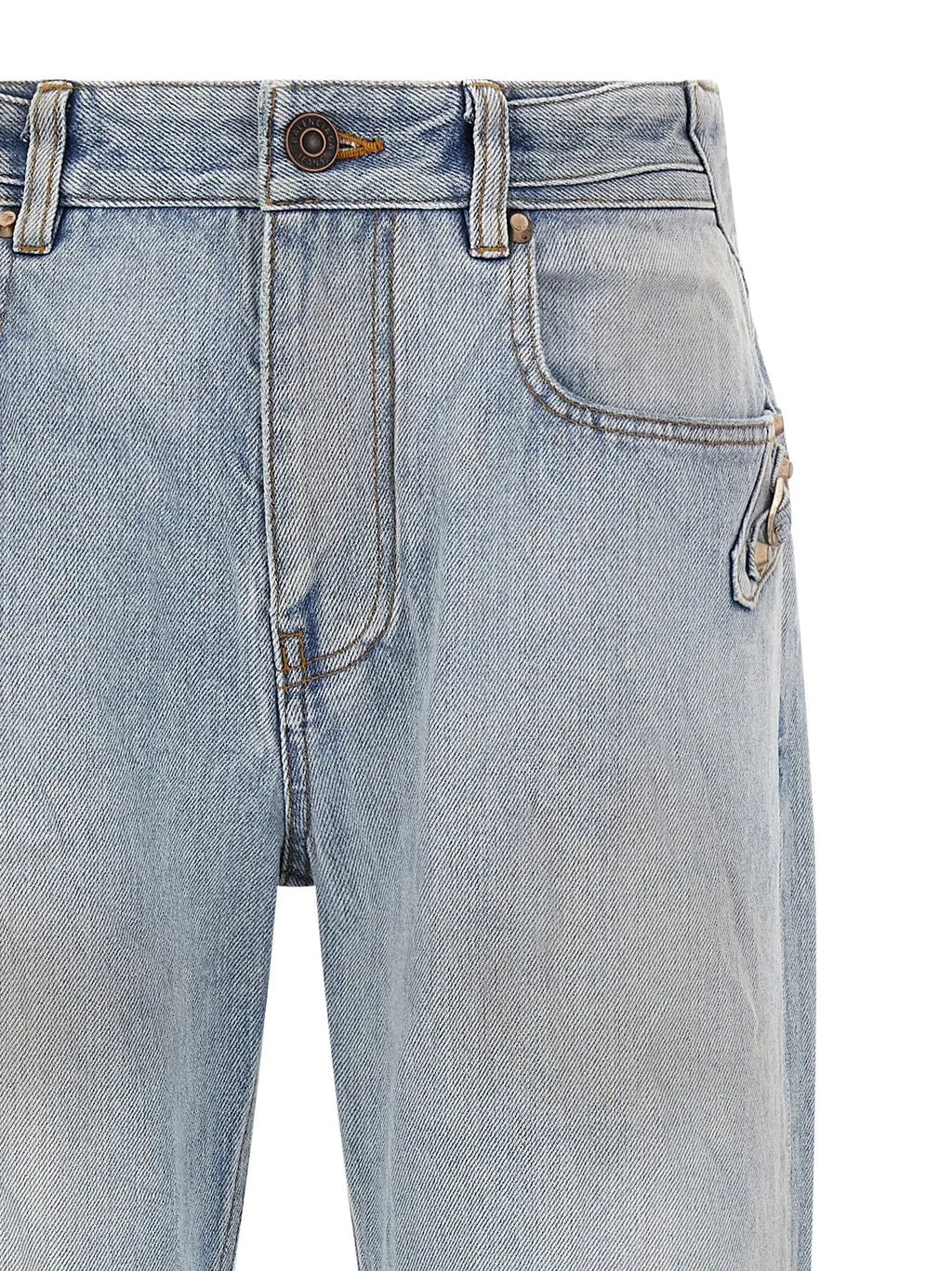 Jean droit bleu balenciaga en coton avec délavage clair et cinq poches classiques avec quincaillerie ton laiton