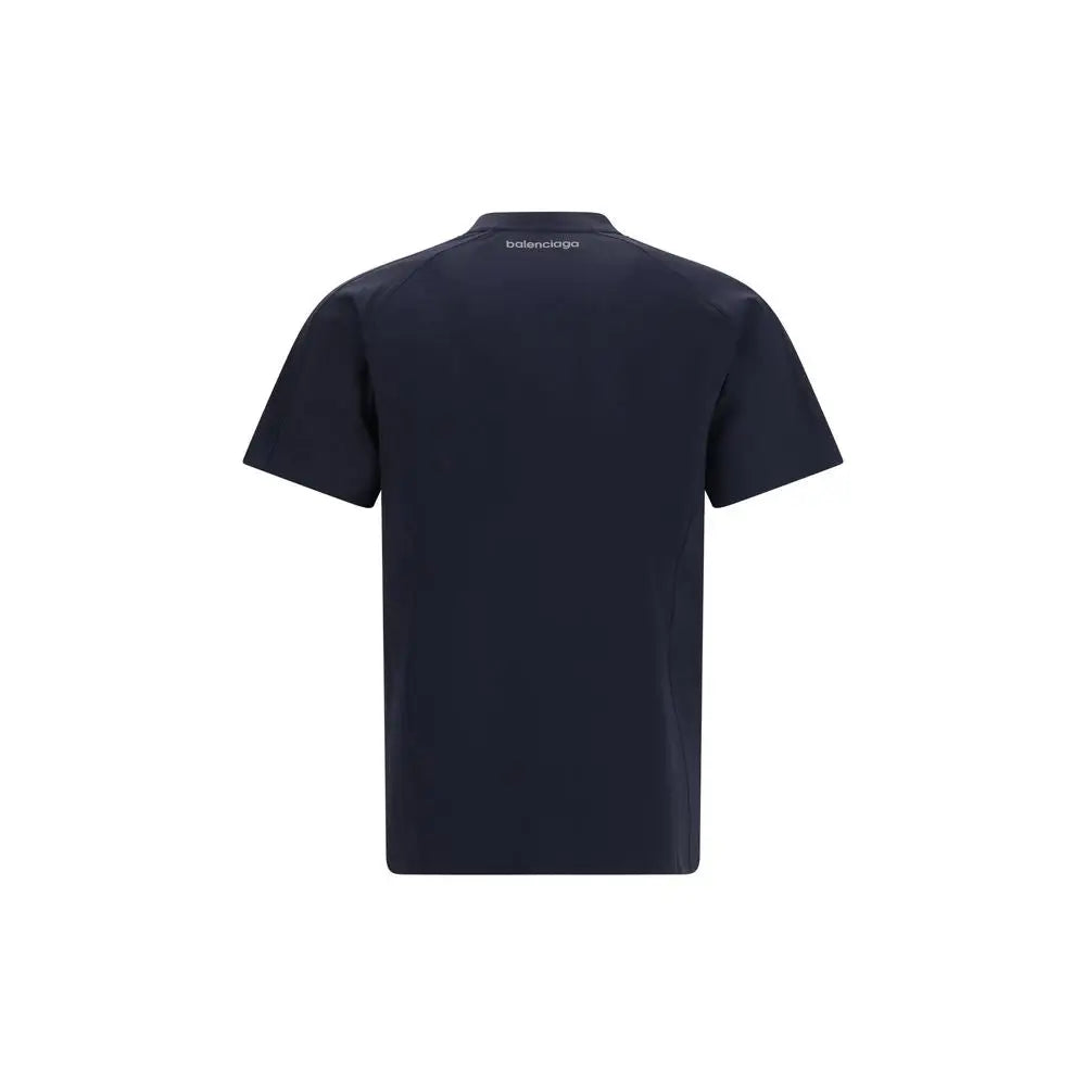 Polo shirt balenciaga bleu marine en polyamide avec logo blanc discret au col, sportswear polyvalent