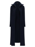 Cardigan balenciaga bleu en polyester avec col structuré et maille côtelée longue bleu marine
