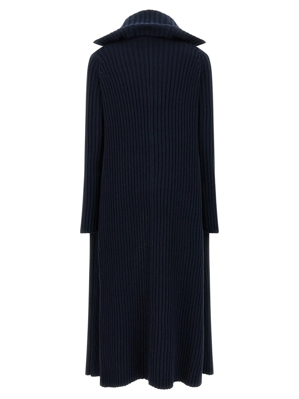 Cardigan balenciaga bleu en polyester avec col structuré et manches longues en tricot côtelé bleu marine
