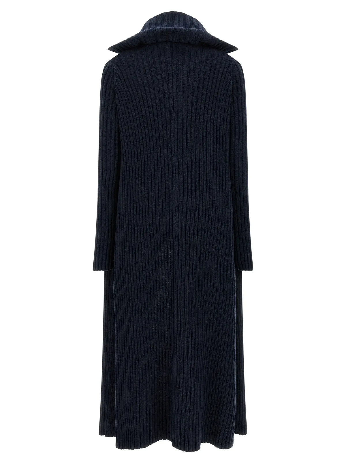 Cardigan balenciaga bleu en polyester avec col structuré et manches longues en tricot côtelé bleu marine