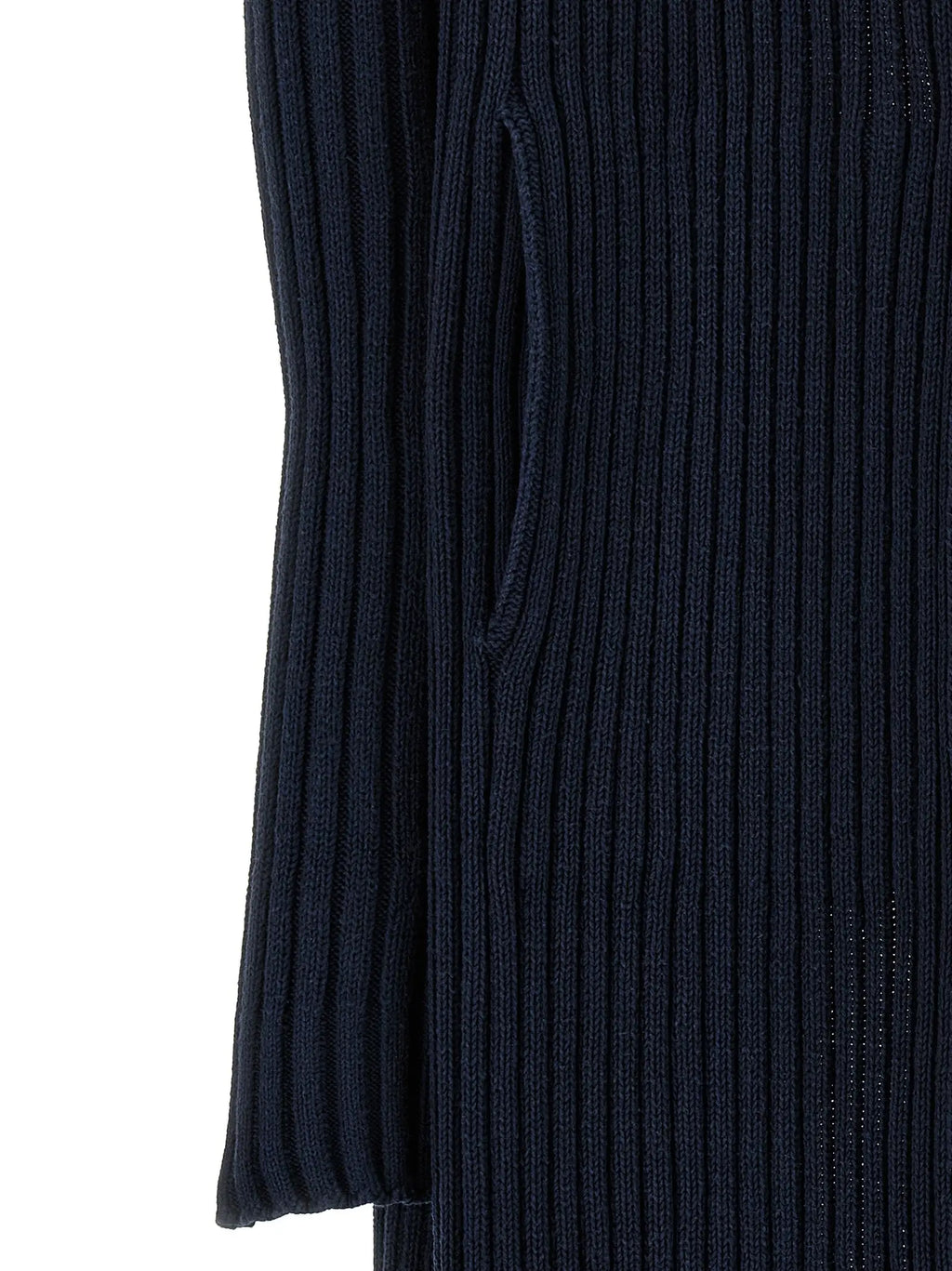 Cardigan balenciaga bleu en polyester avec tissu côtelé marine foncé à texture rayée verticale