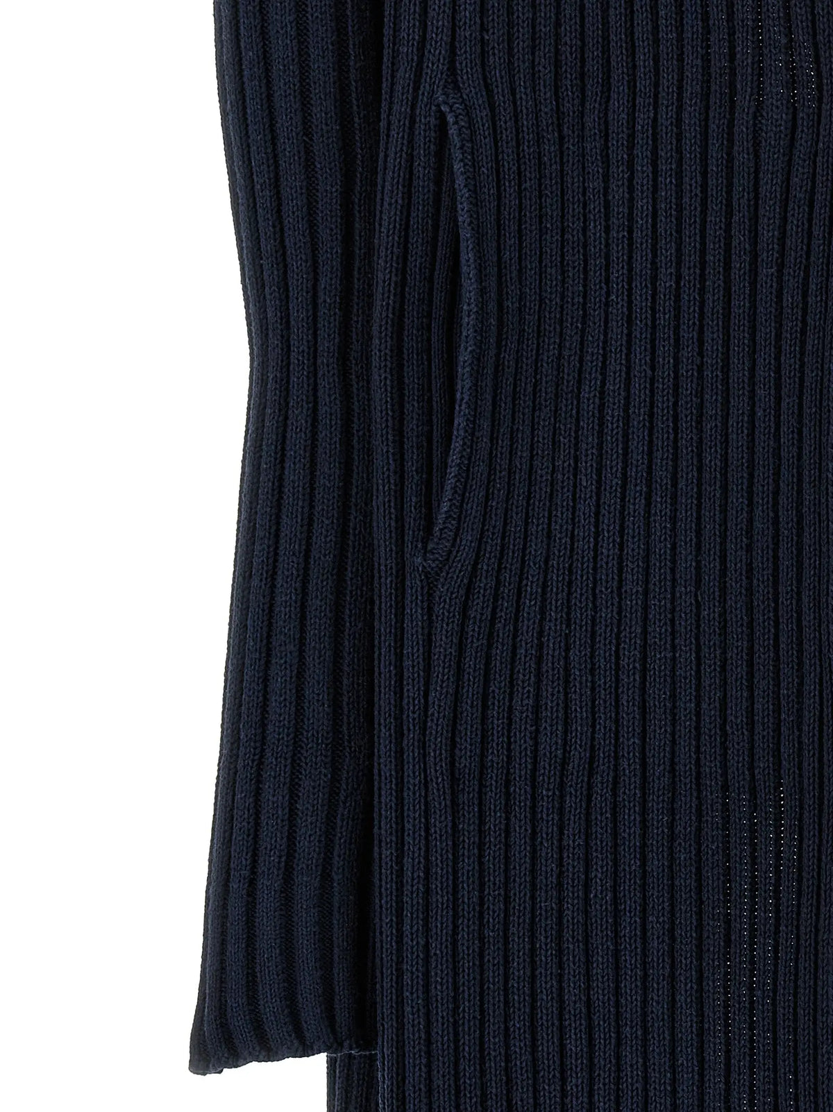 Cardigan balenciaga bleu en polyester avec tissu côtelé marine foncé à texture rayée verticale