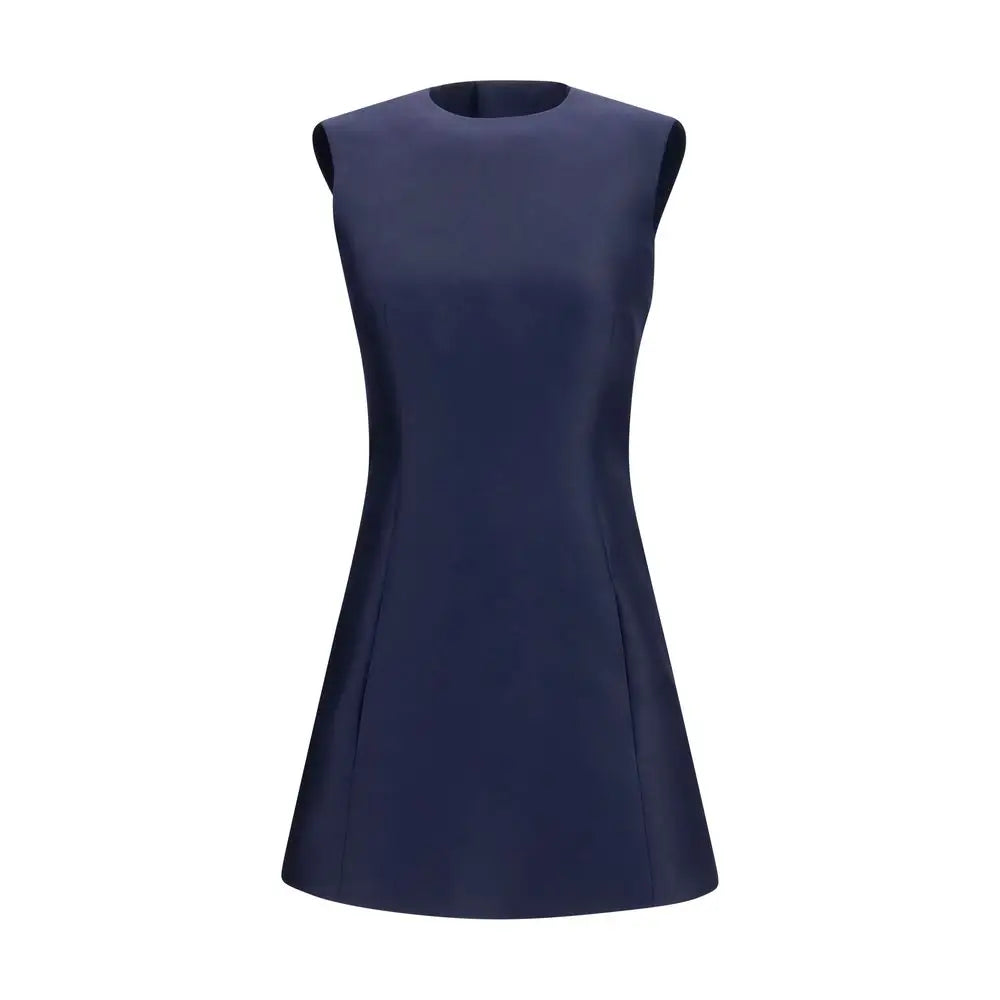 Une robe balenciaga bleu marine en laine oves aries casual sans manches de coupe trapèze avec corsage ajusté