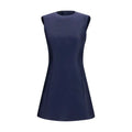 Une robe balenciaga bleu marine en laine oves aries casual sans manches de coupe trapèze avec corsage ajusté