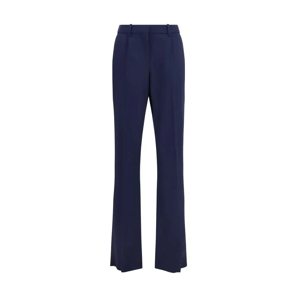 Pantalon en laine bleu marine balenciaga oves aries avec coupe droite et plis subtils à la taille