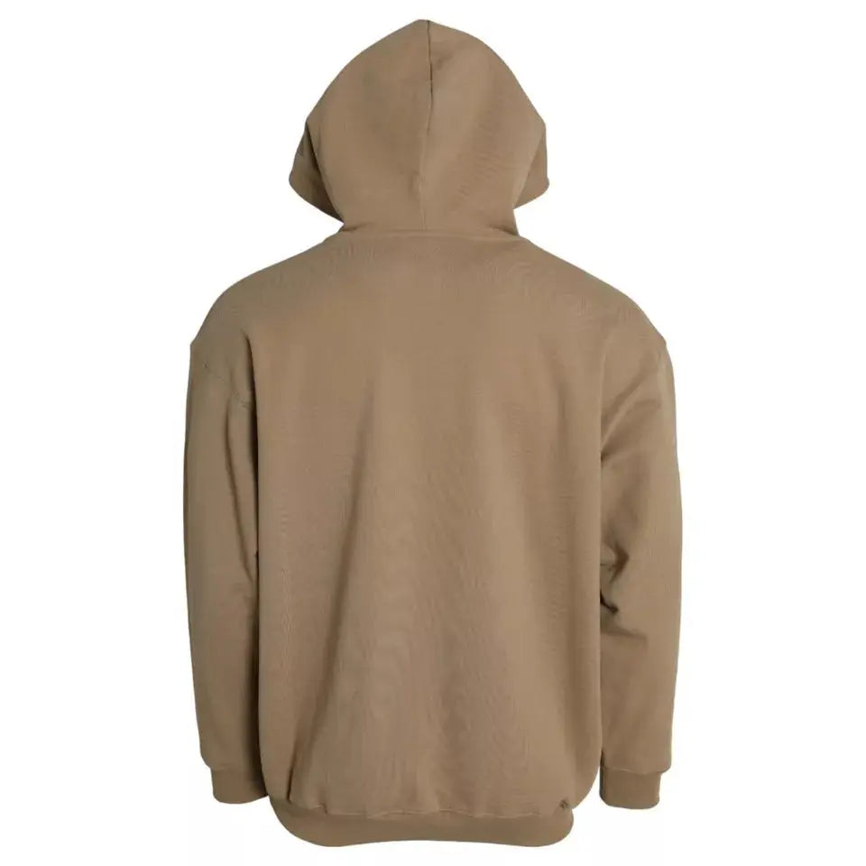 Balenciaga sweat à capuche marron en coton molleton bouclette avec tissu doux texturé et poignets côtelés