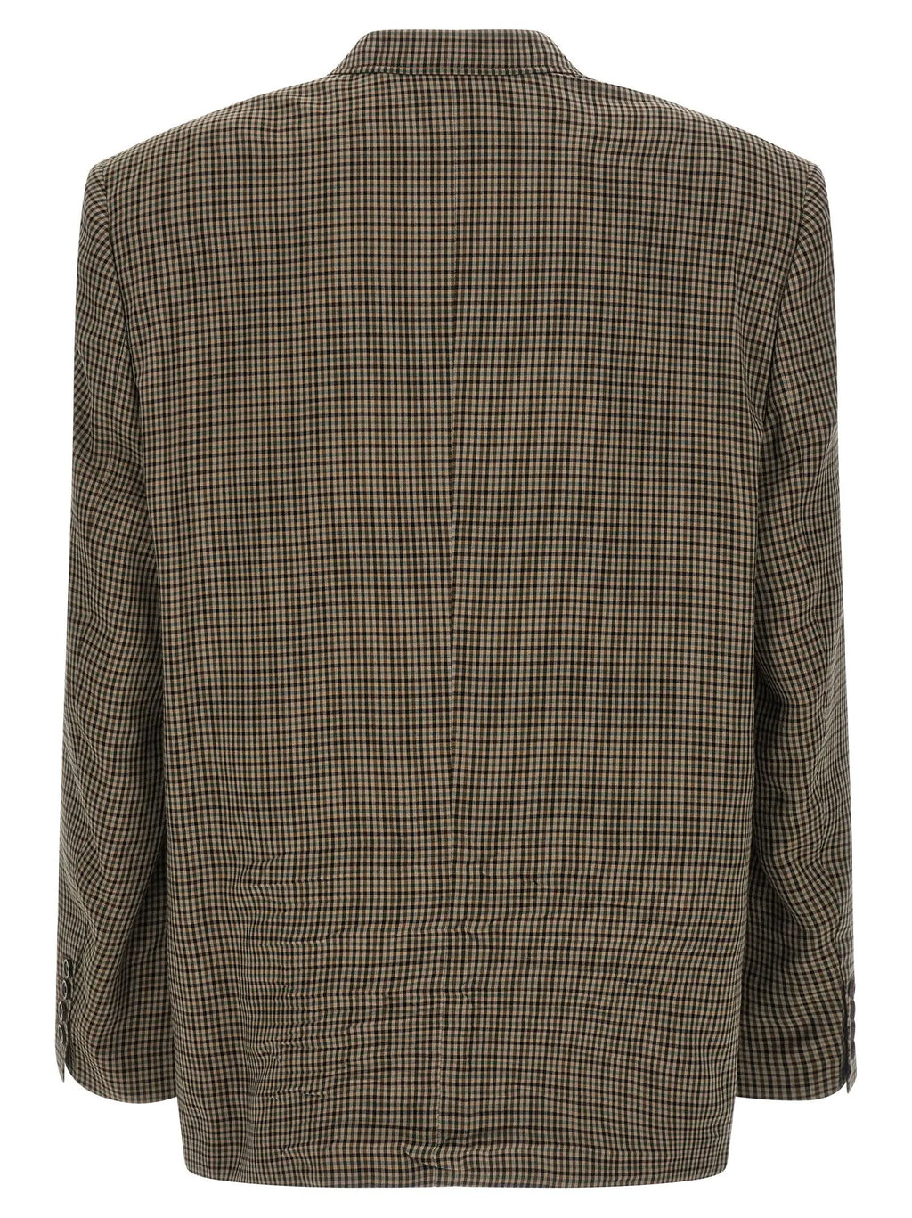 Blazer balenciaga marron en lyocell à carreaux marron et noir avec col classique en laine