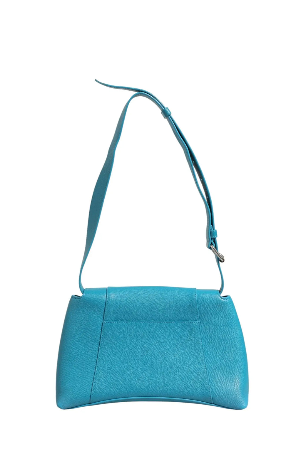 Un sac bandoulière balenciaga calfskin s downtown bleu turquoise en cuir avec une silhouette structurée et une sangle ajustable