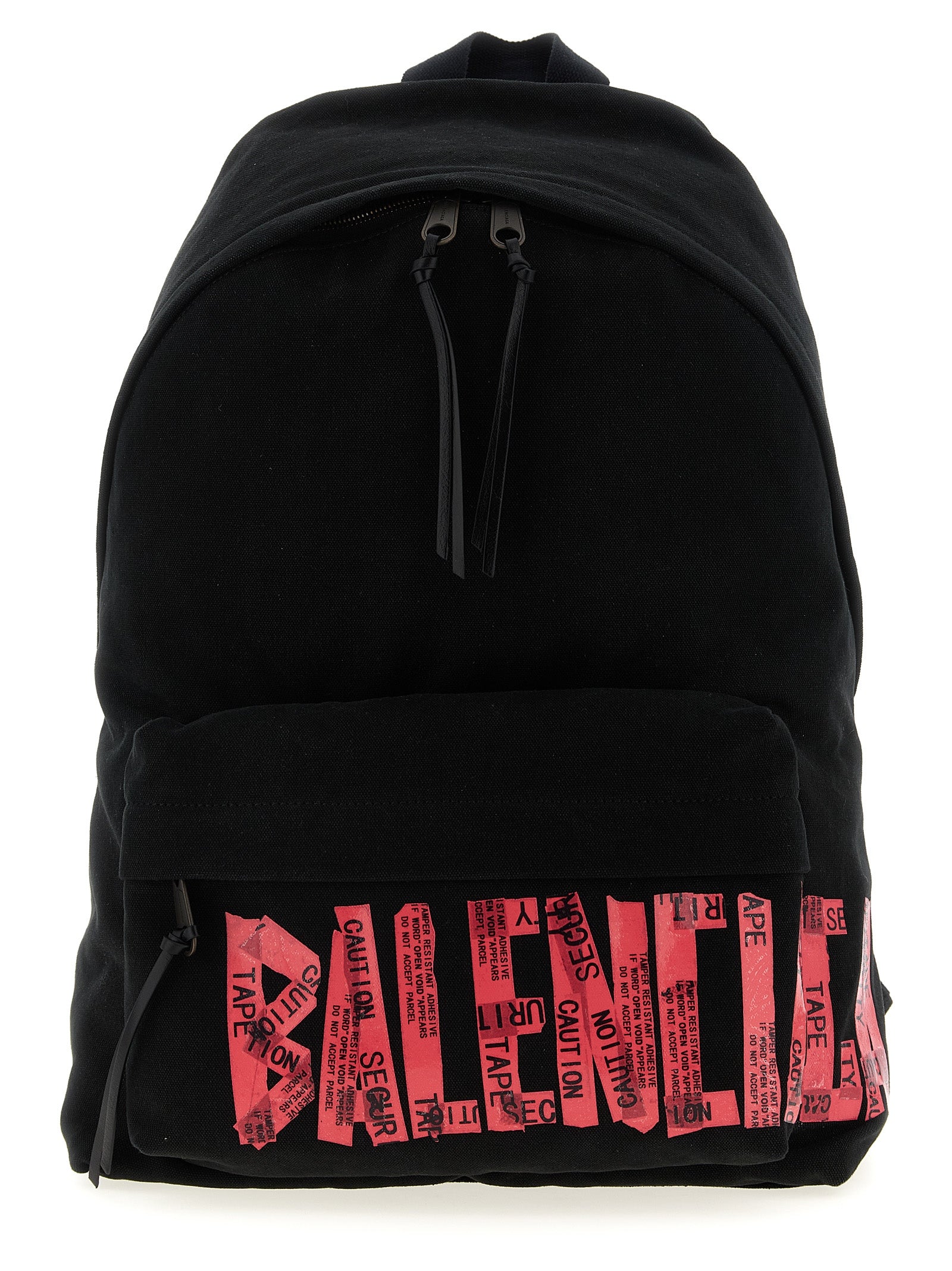 Sac à dos Balenciaga en coton noir avec logo distinctif et design moderne, visible sur l'image.