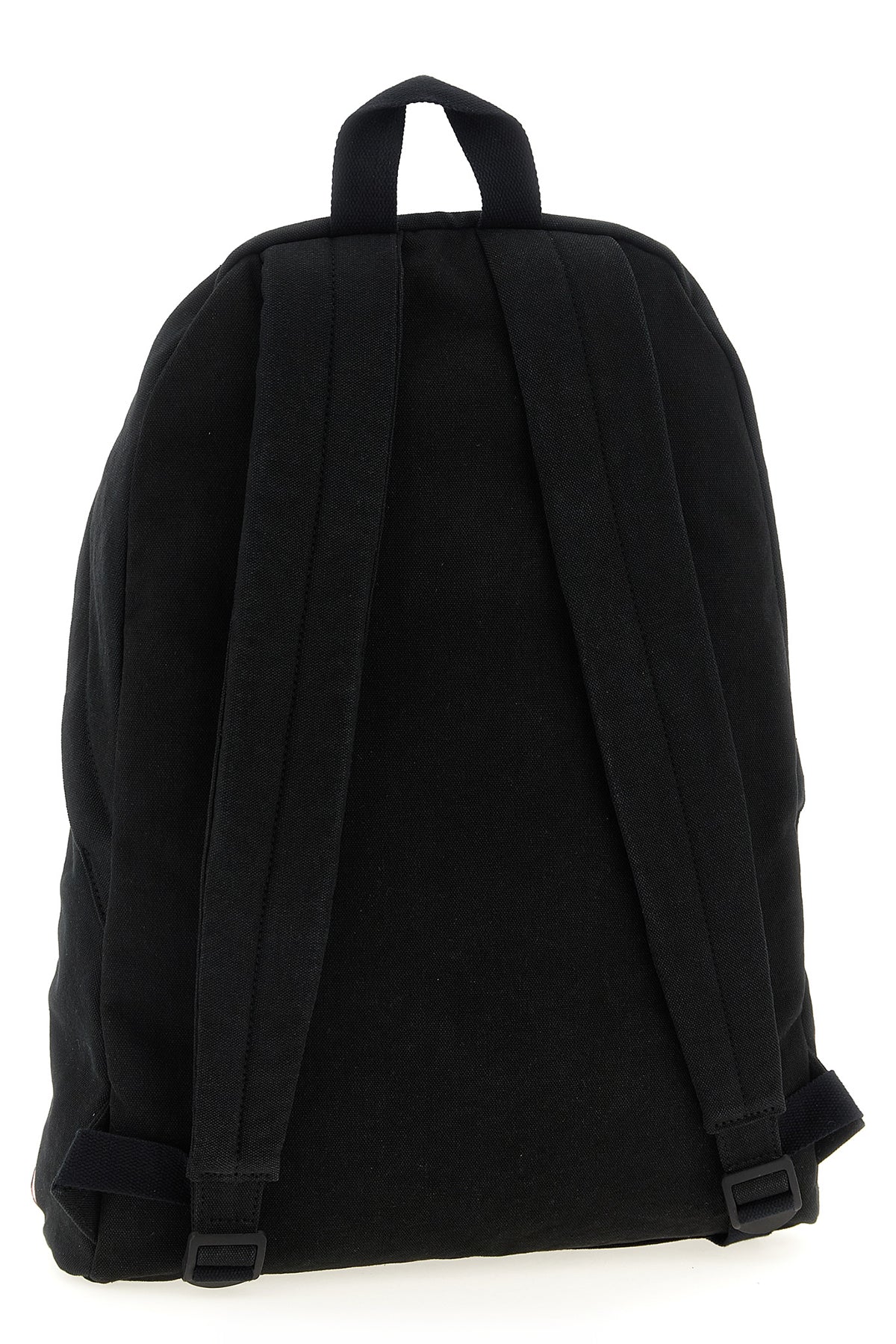 Sac à dos noir en coton de Balenciaga, avec design moderne et détails élégants, visible sur l'image.