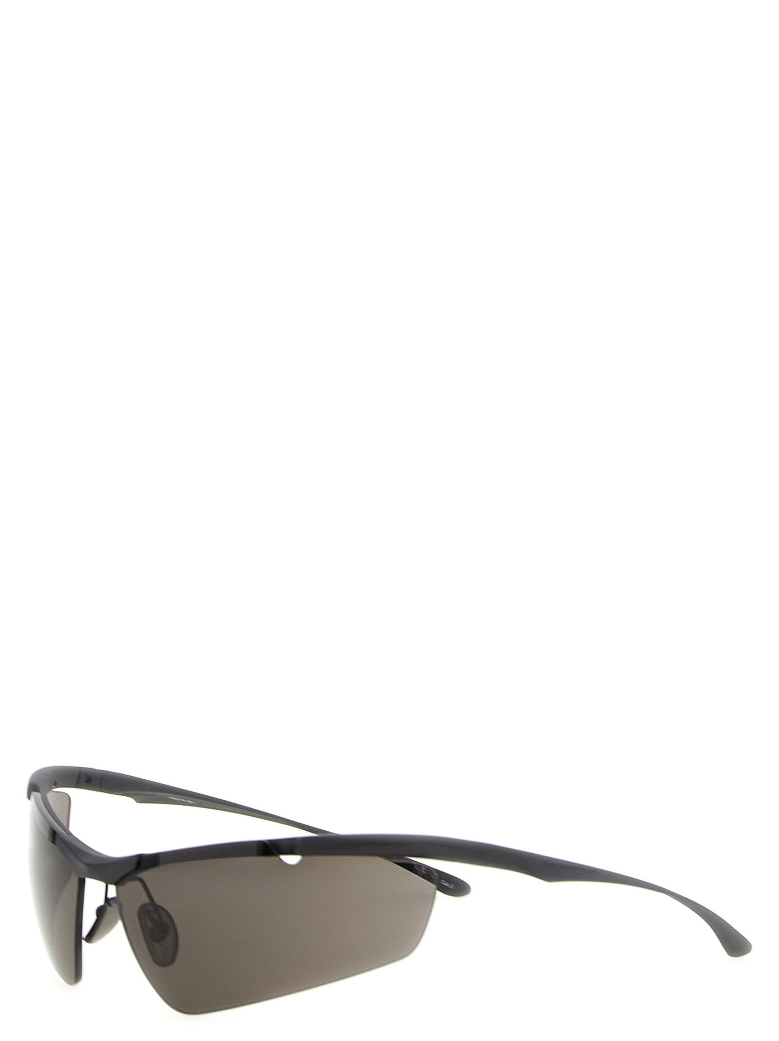 Lunettes de soleil Balenciaga en polyamide noir avec monture épaisse et design moderne, vues de face.
