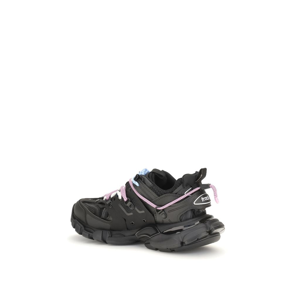 Chaussures de sport noires Balenciaga en polyester, sneakers athlétiques avec design moderne et semelle épaisse.