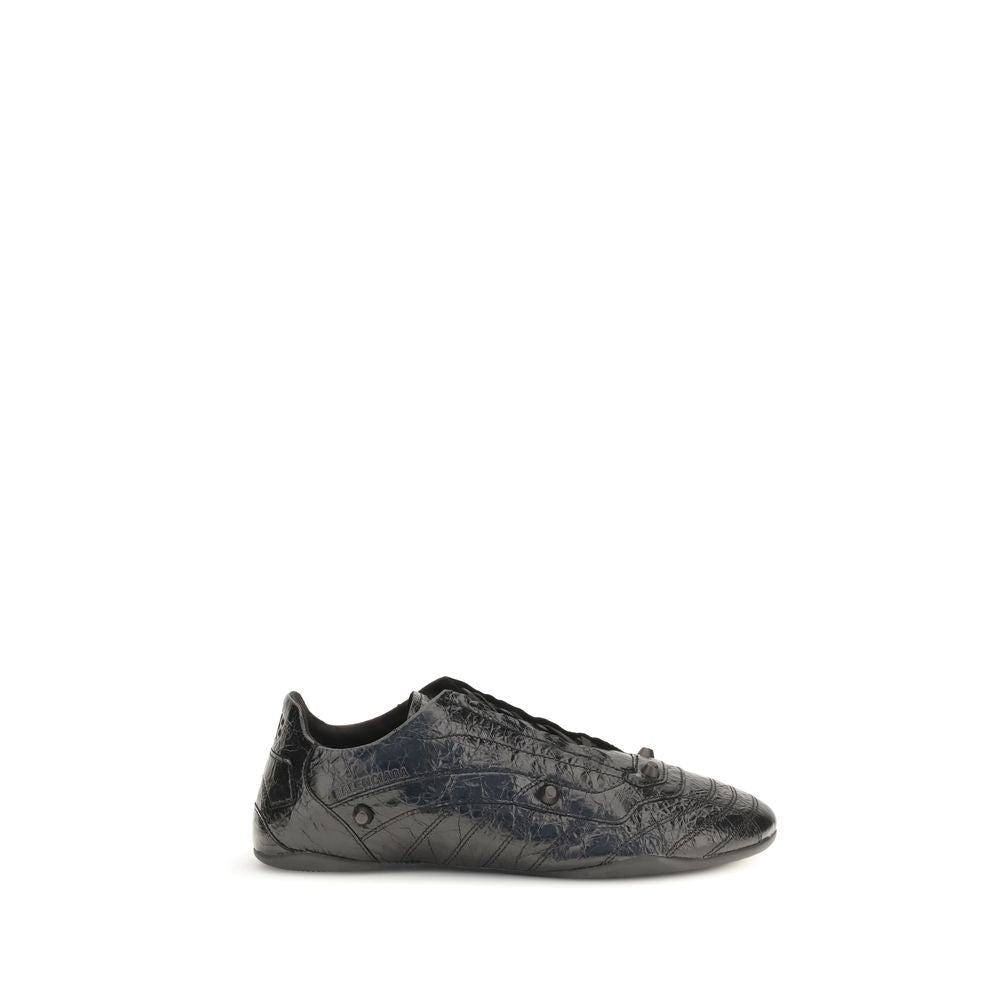 Chaussures Balenciaga Bos Taurus en cuir noir pour athlétisme, baskets sportives élégantes en cuir de veau.
